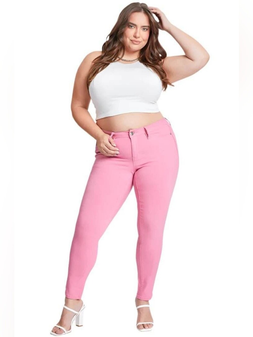 YMI Plus Size Pink High-Rise Skinny Jeans